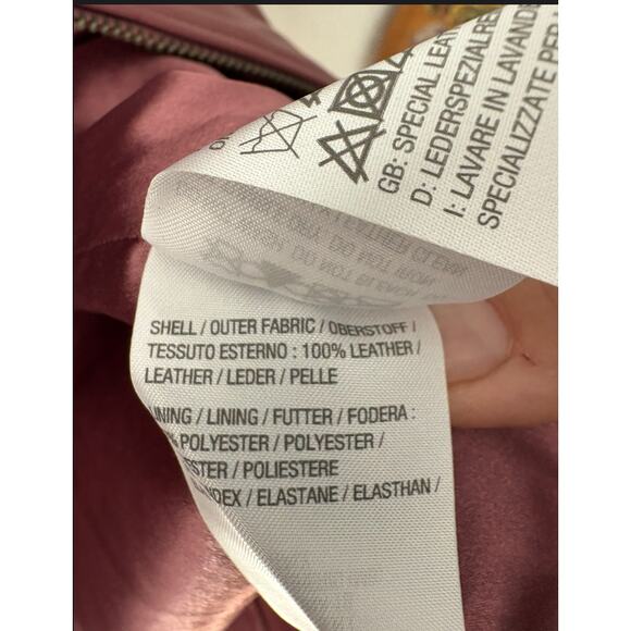 Vintage D&Co. Genuine Leather Jacket M/L Mauve– Classic Zip Front Moto Style - Picture 3 of 5